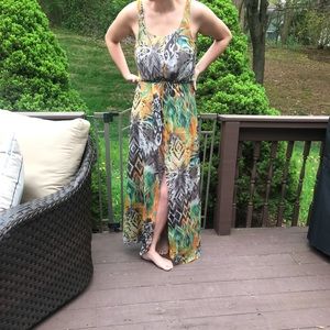 Colorful Maxi Dress with Slits